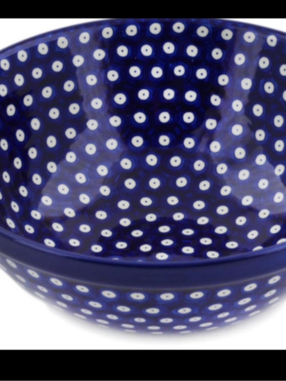 Boleslawiech handmade polish blue eyes peacock serving bowl - Picture 3 of 3